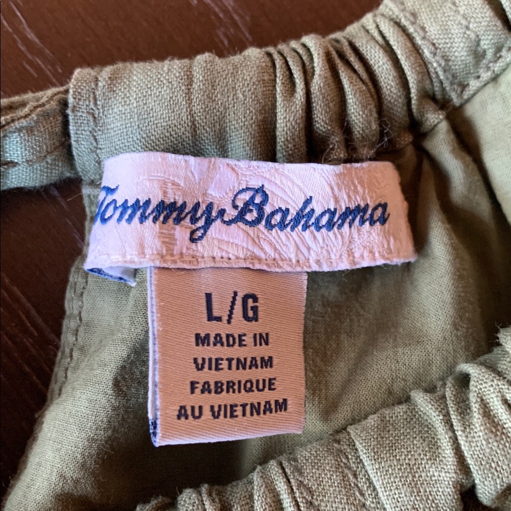 Tommy Bahama halter maxi dress linen pockets size large olive green flowy boho - Picture 8 of 16